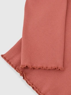 Reiss Rose Brittany 9-13 yrs Stretch-Cotton Lettuce-Trim Ribbed Top
