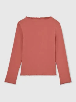Reiss Rose Brittany 3-9 yrs Stretch-Cotton Lettuce-Trim Ribbed Top