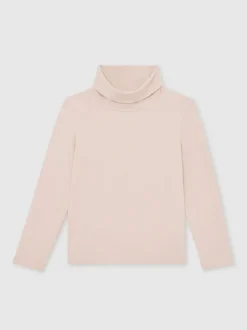 Reiss Rose Pink Carey 9-13 yrs Cotton-Jersey Roll-Neck Top with Stretch