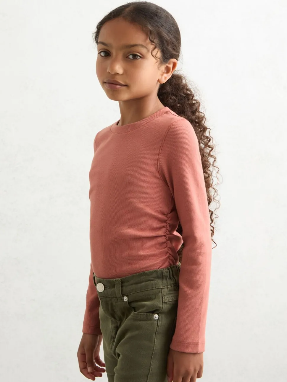 Reiss Rose Trina 4-9 yrs Cotton Ruched Long-Sleeve T-Shirt with Stretch