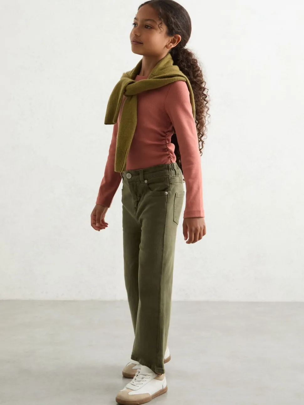 Reiss Rose Trina 4-9 yrs Cotton Ruched Long-Sleeve T-Shirt with Stretch