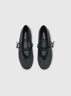 Reiss Silver Amie Girls Crystal-Mesh Ballet Pumps
