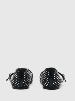 Reiss Silver Amie Girls Crystal-Mesh Ballet Pumps
