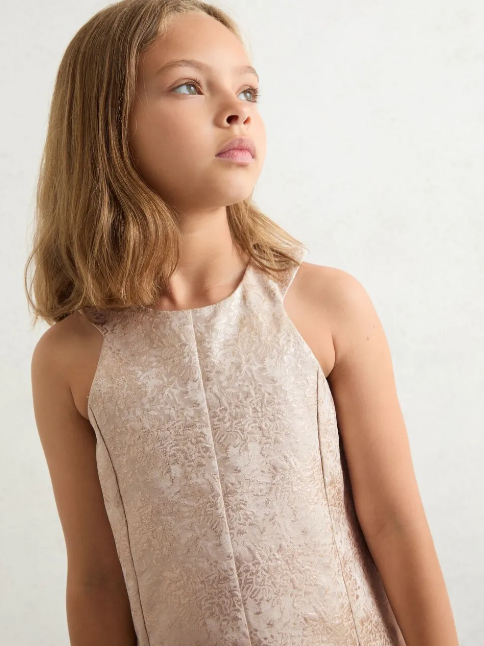 Reiss Silver Celia 3-9 yrs Metallic Jacquard Shift Dress
