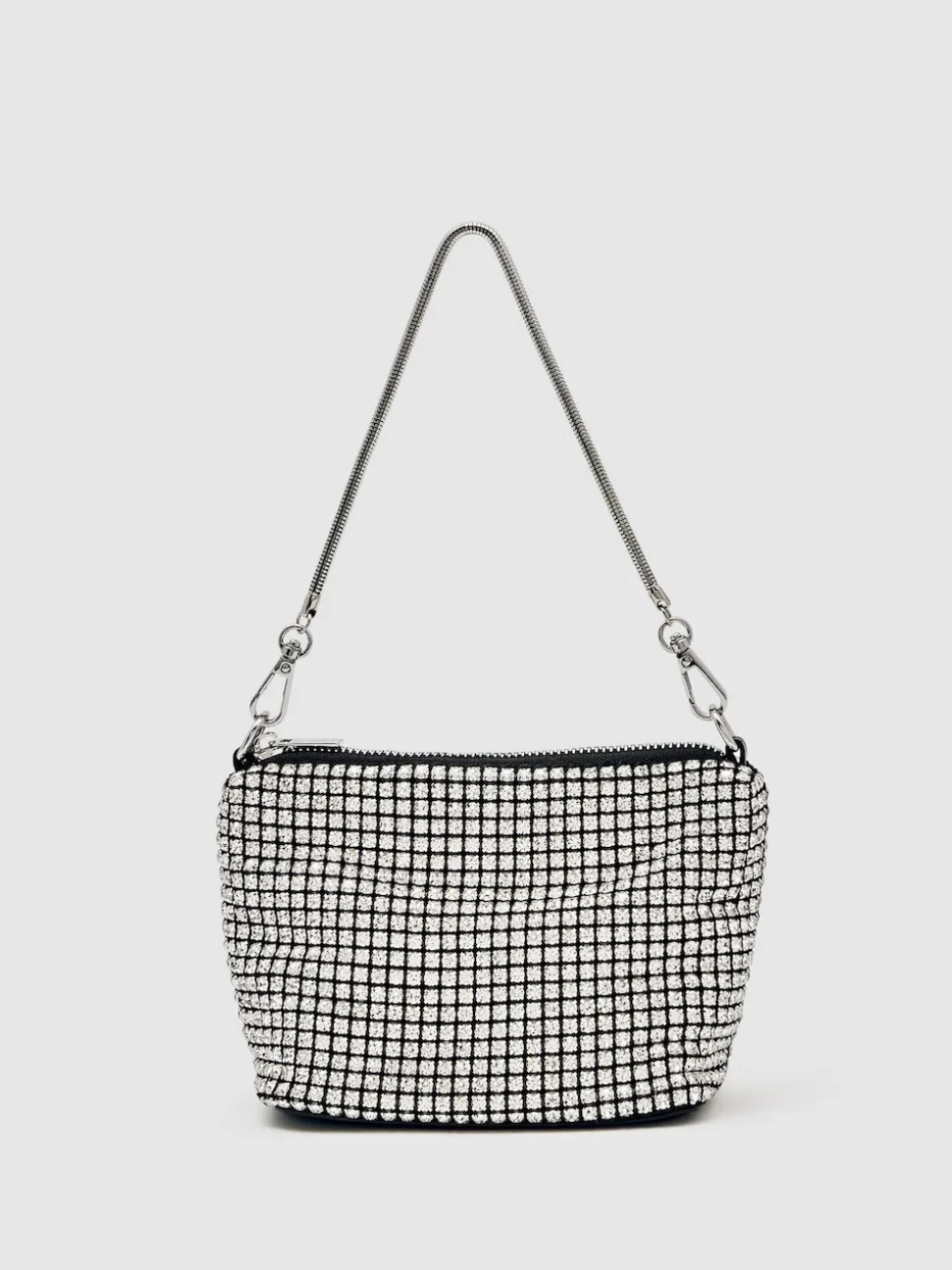 Reiss Silver Leah Crystal Pouch Bag