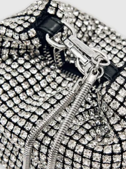 Reiss Silver Leah Crystal Pouch Bag