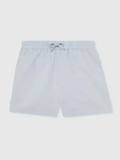 Reiss Soft Blue Cleo 9-13 yrs Cotton-Linen Drawstring Shorts