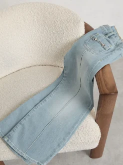 Reiss Soft Denim Blue Sara 3-9 yrs Flared Horsebit-Detail Jeans