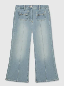 Reiss Soft Denim Blue Sara 13-14 yrs Flared Horsebit-Detail Jeans