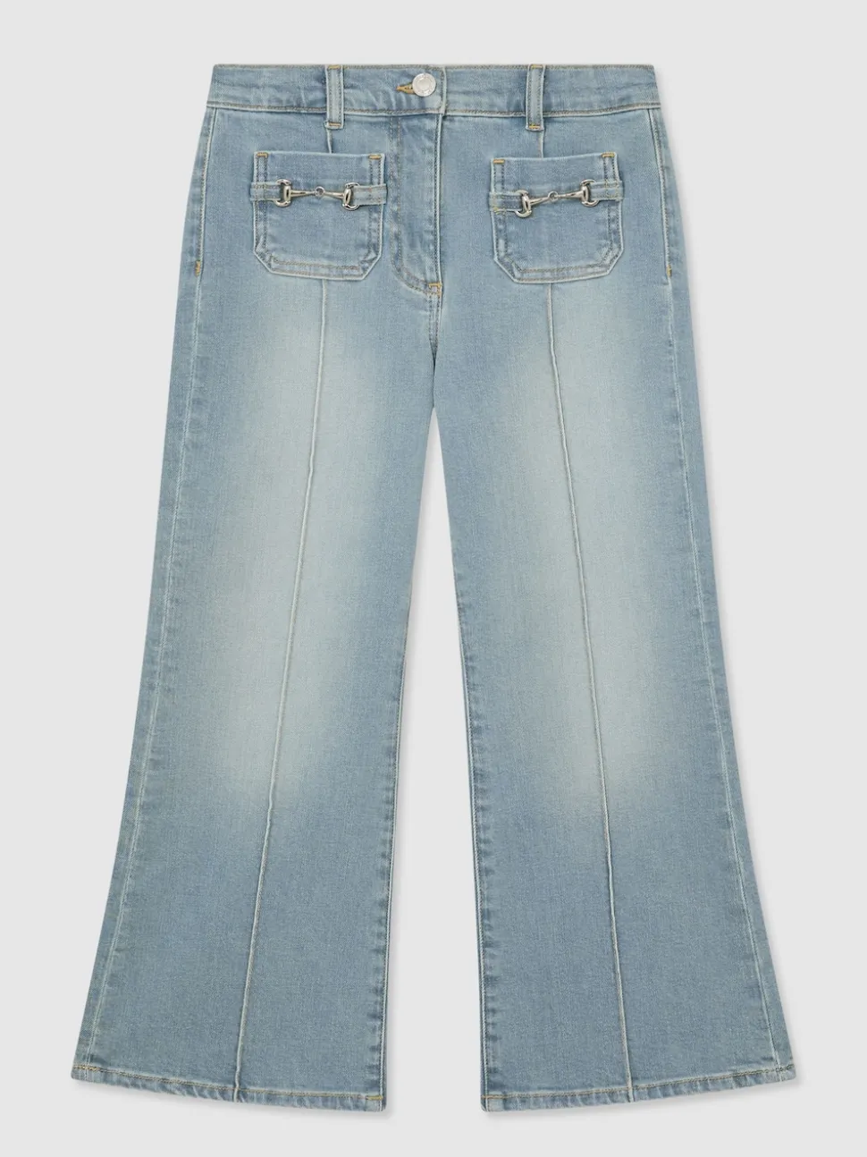 Reiss Soft Denim Blue Sara 13-14 yrs Flared Horsebit-Detail Jeans