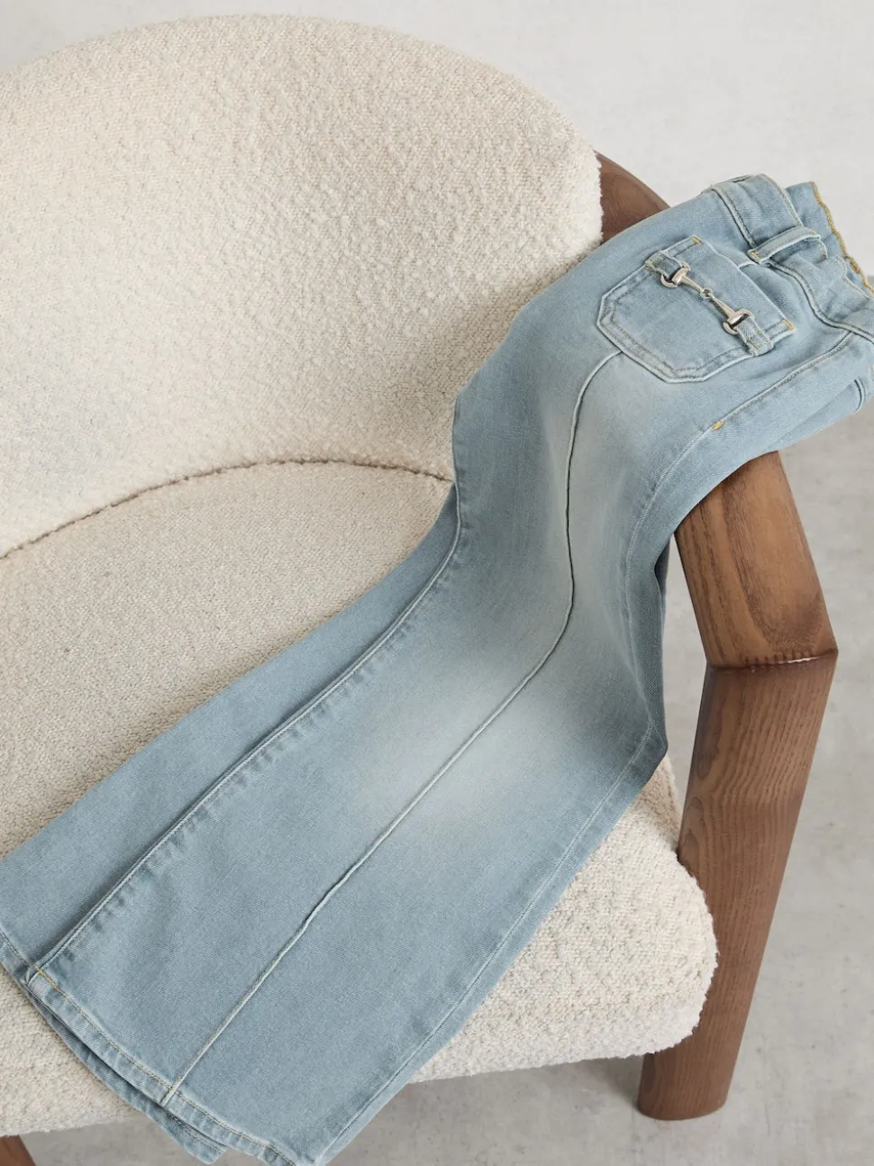 Reiss Soft Denim Blue Sara 13-14 yrs Flared Horsebit-Detail Jeans