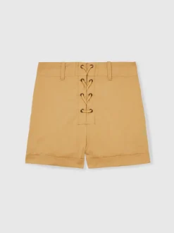 Reiss Tan Clement 9-13 yrs Cotton Lace-Up Shorts