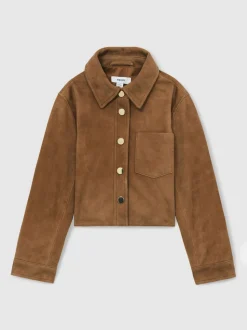 Reiss Tan Connie 4-9 yrs Suede Cropped Jacket