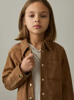 Reiss Tan Connie 9-13 yrs Suede Cropped Jacket