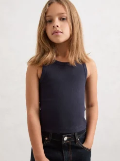 Reiss White/Pink/Navy Violet 3 Pack 13-14 yrs Stretch-Cotton Ribbed Vests