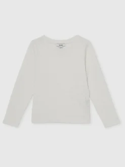Reiss White Poppy 9-13 yrs Cotton Pointelle Long-Sleeve Top