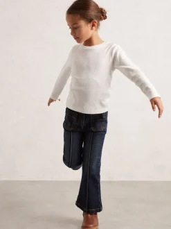 Reiss White Poppy 3-9 yrs Cotton Pointelle Long-Sleeve Top