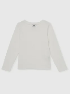 Reiss White Poppy 3-9 yrs Cotton Pointelle Long-Sleeve Top