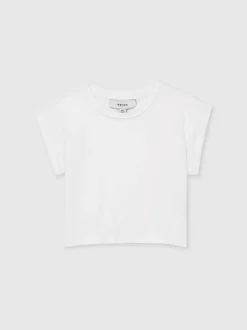 Reiss White Terry 9-13 yrs Cotton-Jersey Cropped T-Shirt