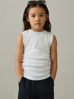 Reiss White Trudy 4-9 yrs Ruched Vest Top