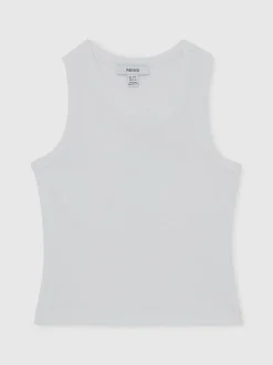 Reiss White Violet 3-9 yrs Stretch-Cotton Ribbed Vest