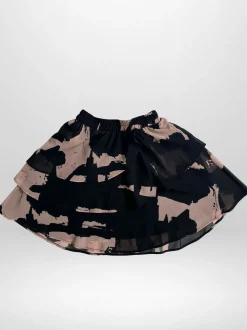 Religion Black Linda Tiered Ruffle Skirt In Leaf Print