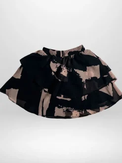 Religion Black Linda Tiered Ruffle Skirt In Leaf Print
