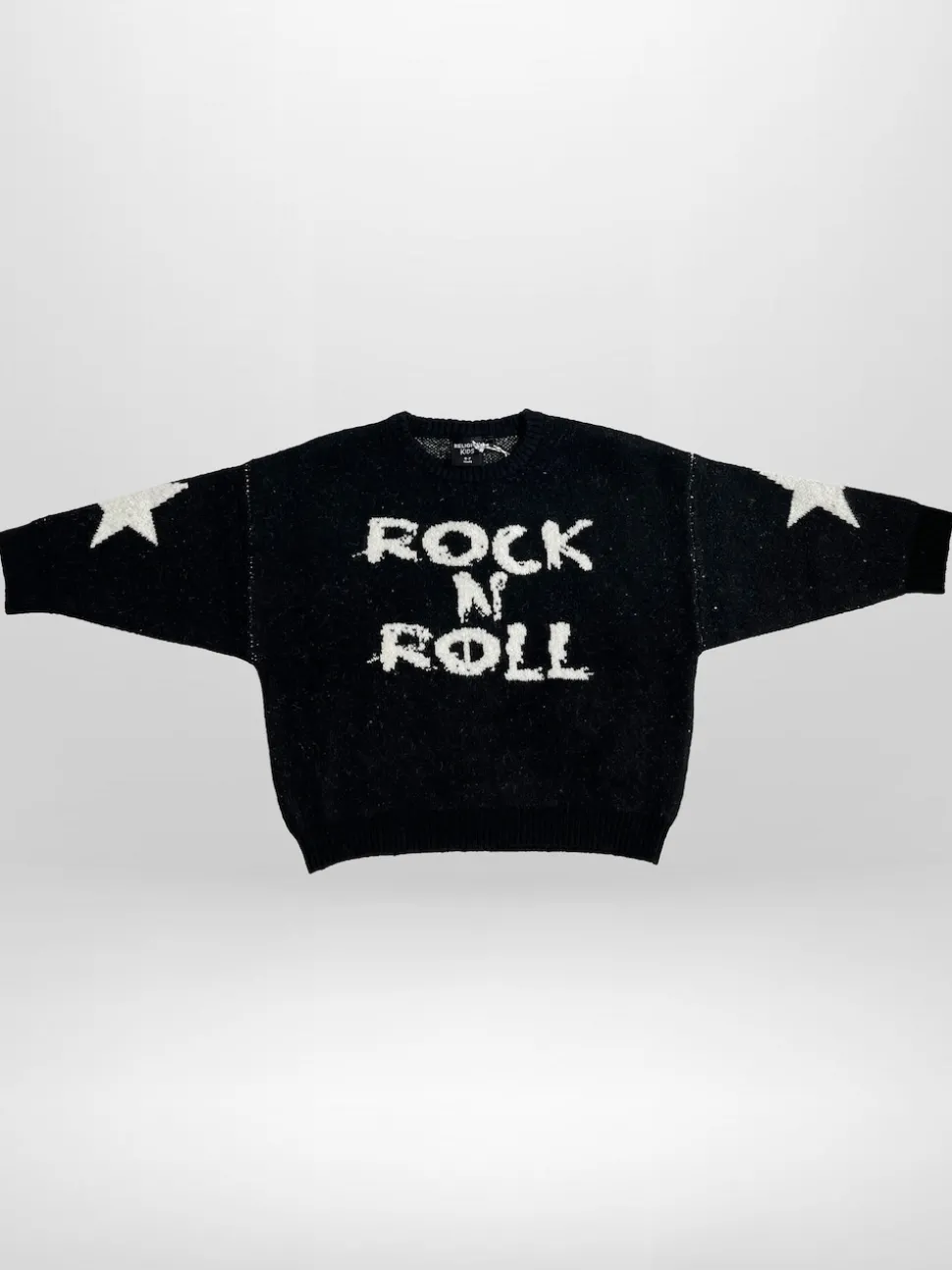 Religion Black Rock N Roll Slogan Jumper With Stars