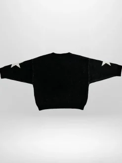 Religion Black Rock N Roll Slogan Jumper With Stars