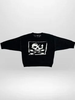 Religion Black Skully Jumper With White Intarsia Skull And Crossbone