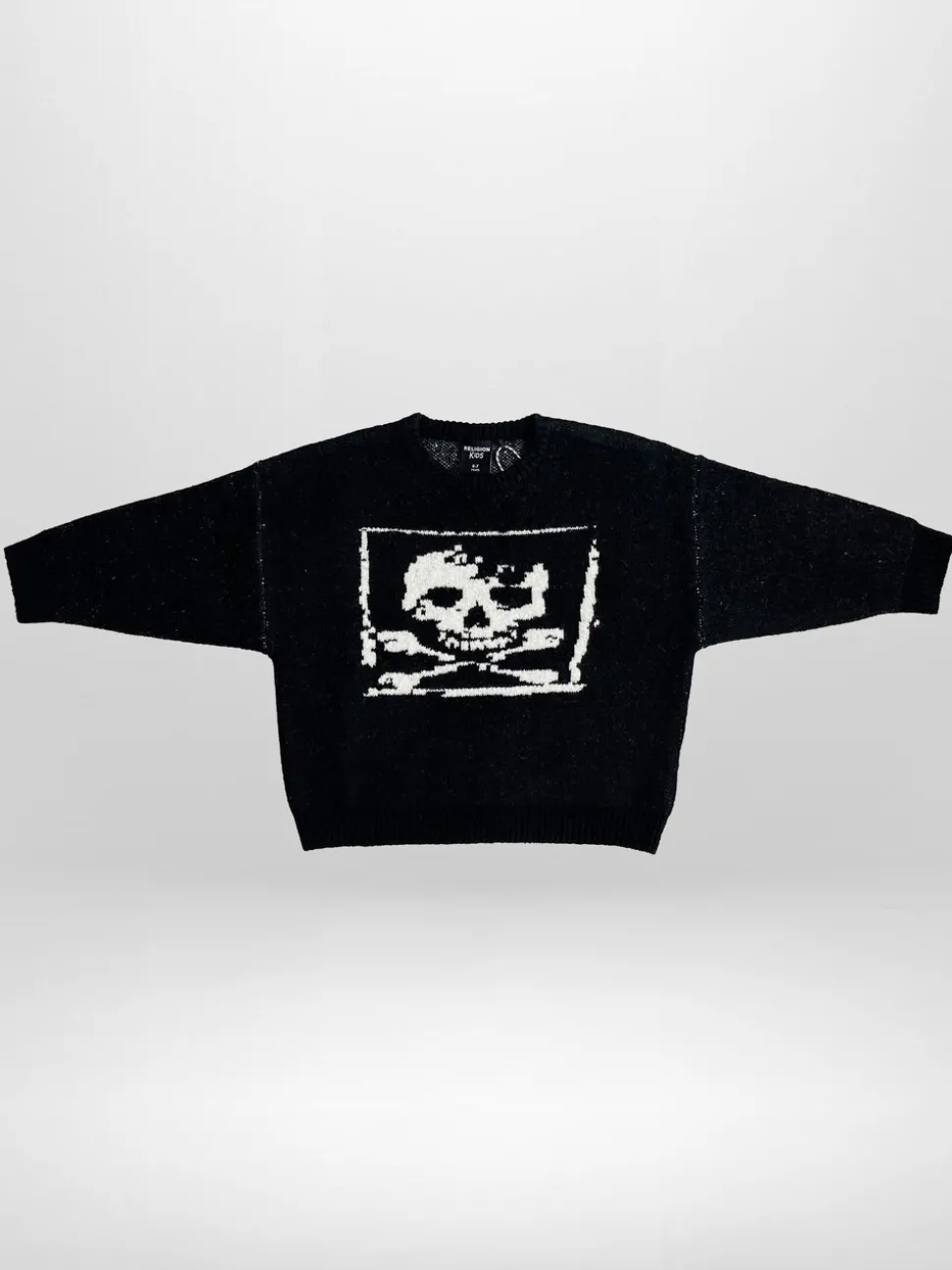 Religion Black Skully Jumper With White Intarsia Skull And Crossbone