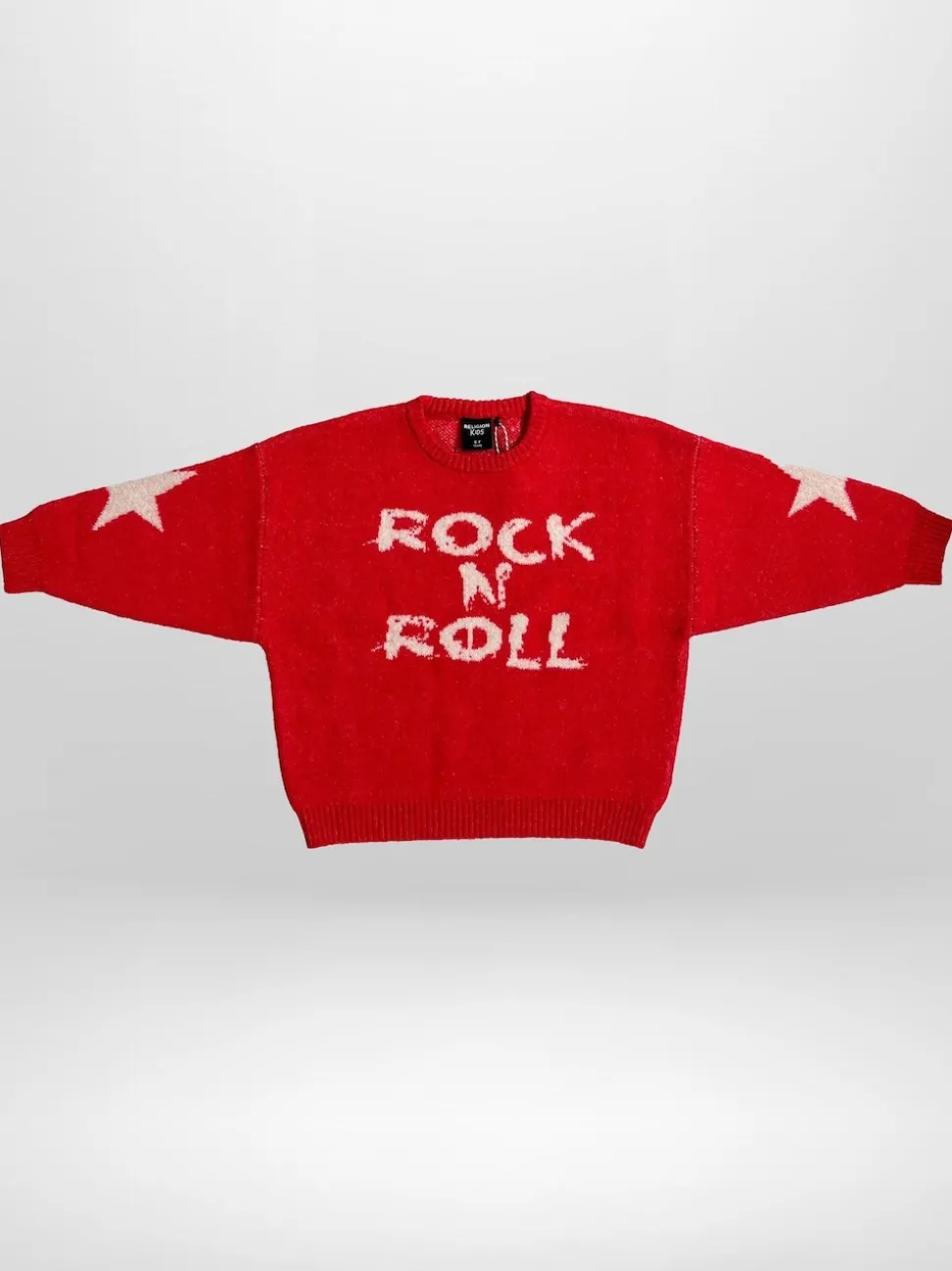 Religion Red Rock N Roll Slogan Jumper With Stars