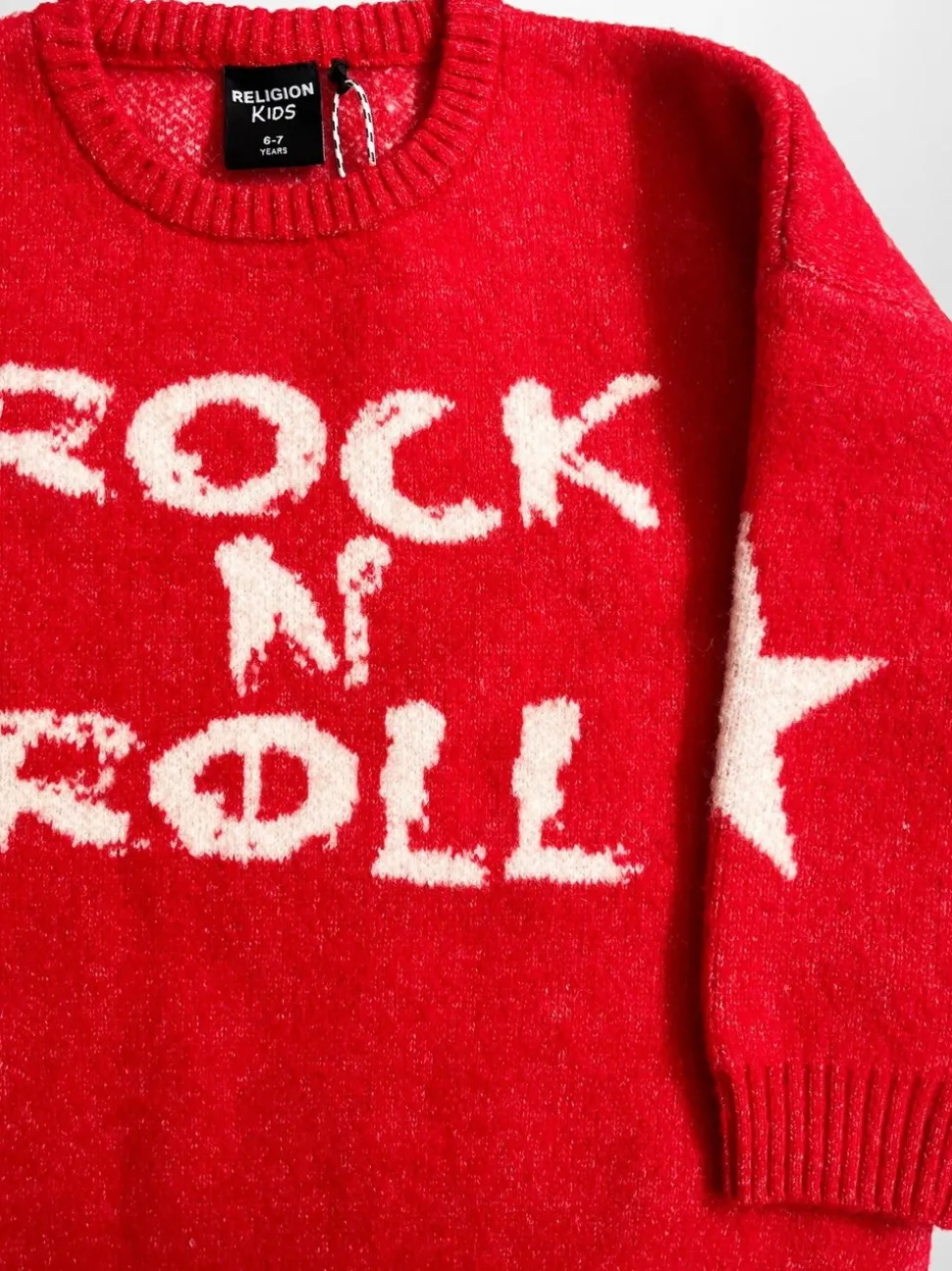 Religion Red Rock N Roll Slogan Jumper With Stars