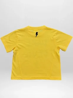 Religion Yellow Dare Devil Slogan T-Shirt With Lightning Bolt