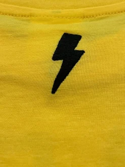 Religion Yellow Dare Devil Slogan T-Shirt With Lightning Bolt