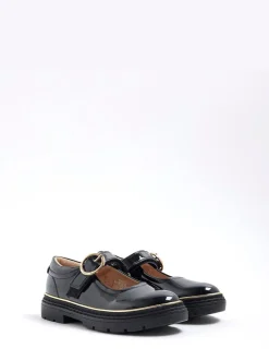 River Island Black Oval Buckle Mary Jane Shoes