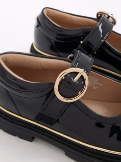 River Island Black Oval Buckle Mary Jane Shoes