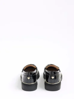River Island Black Patent Flower Chain Loafers
