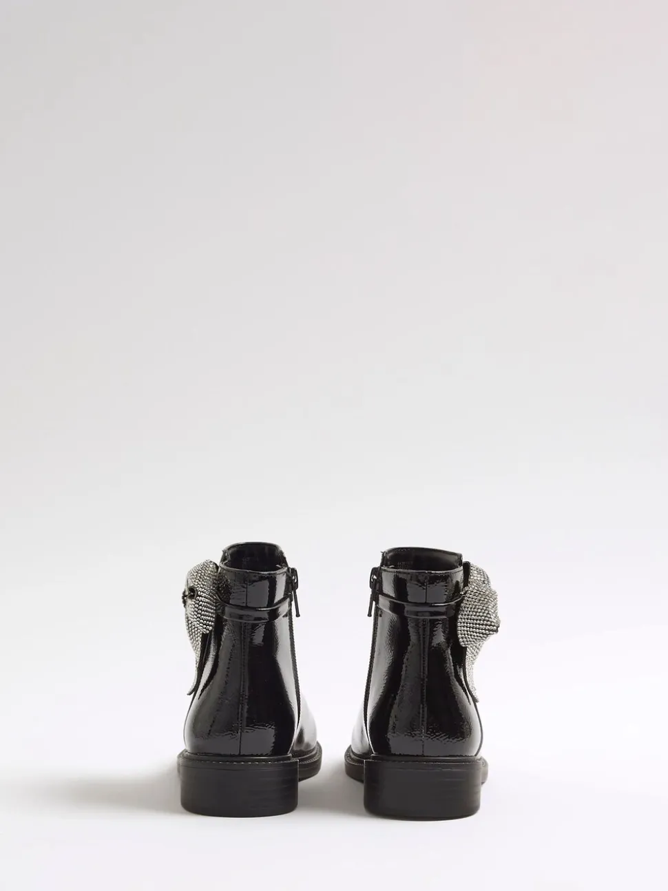 River Island Black Diamante Bow Boots