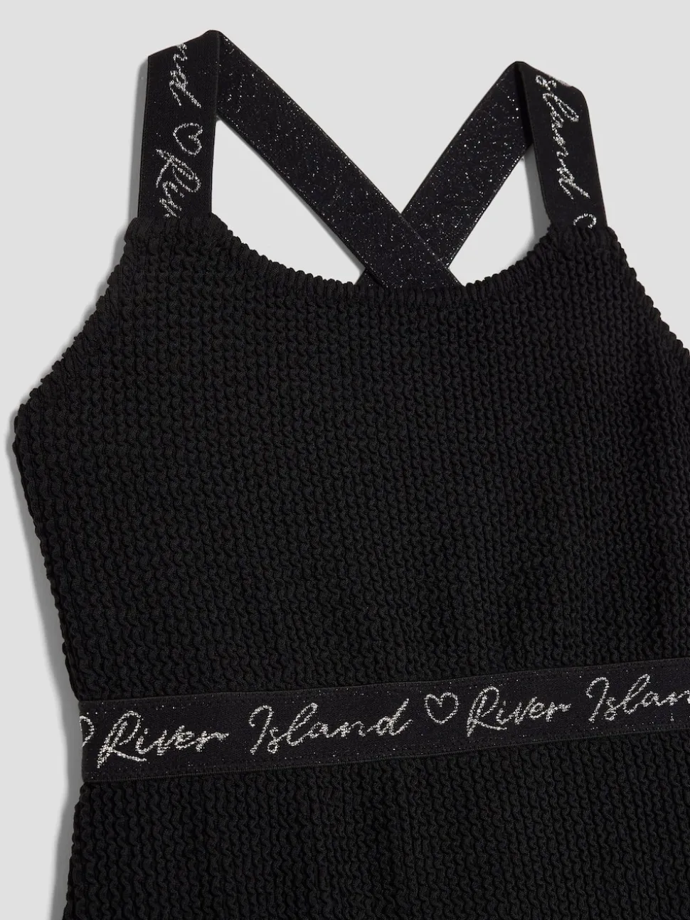 River Island Black Elastic Textured Swimsuit