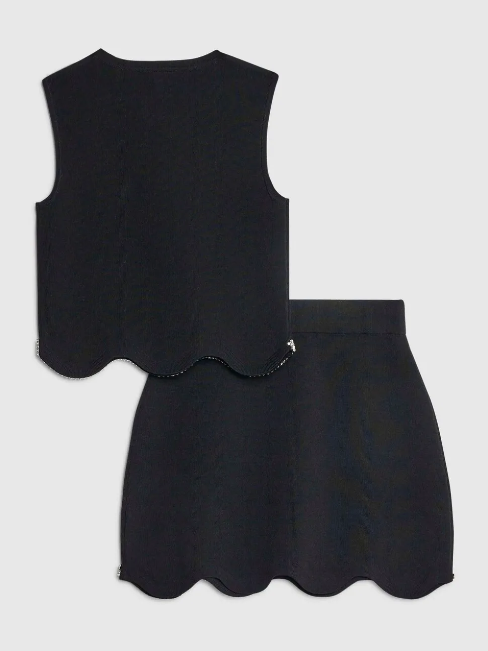 River Island Black Embellished Vest & Skirt Set