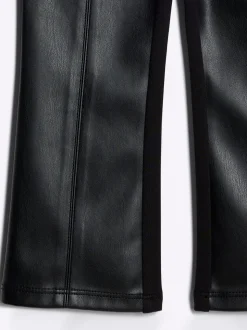 River Island Black Faux Leather Front Kickflare Trousers