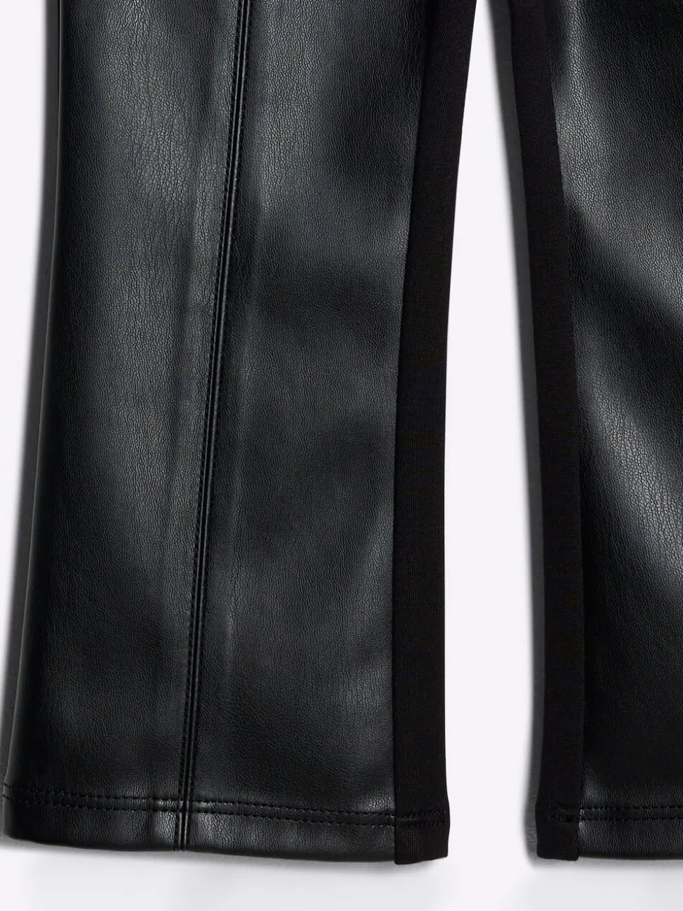 River Island Black Faux Leather Front Kickflare Trousers