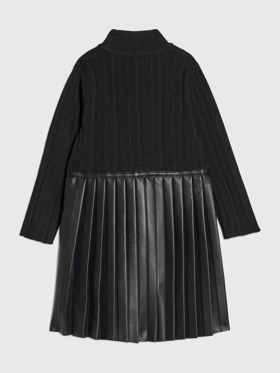 River Island Black Faux Leather Pleated Dress