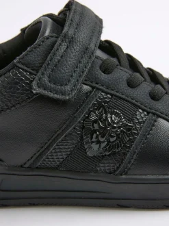 River Island Black Faux Leather Lion Head Trainers