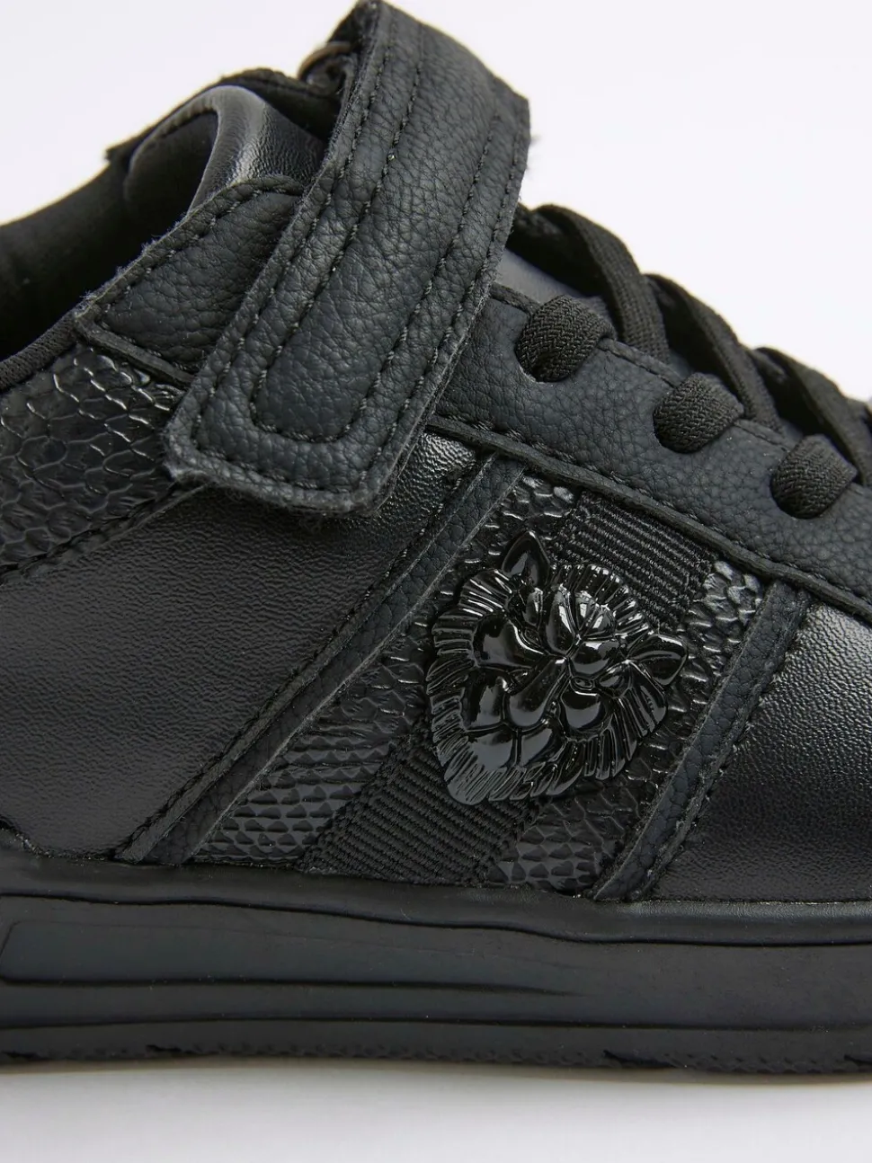 River Island Black Faux Leather Lion Head Trainers