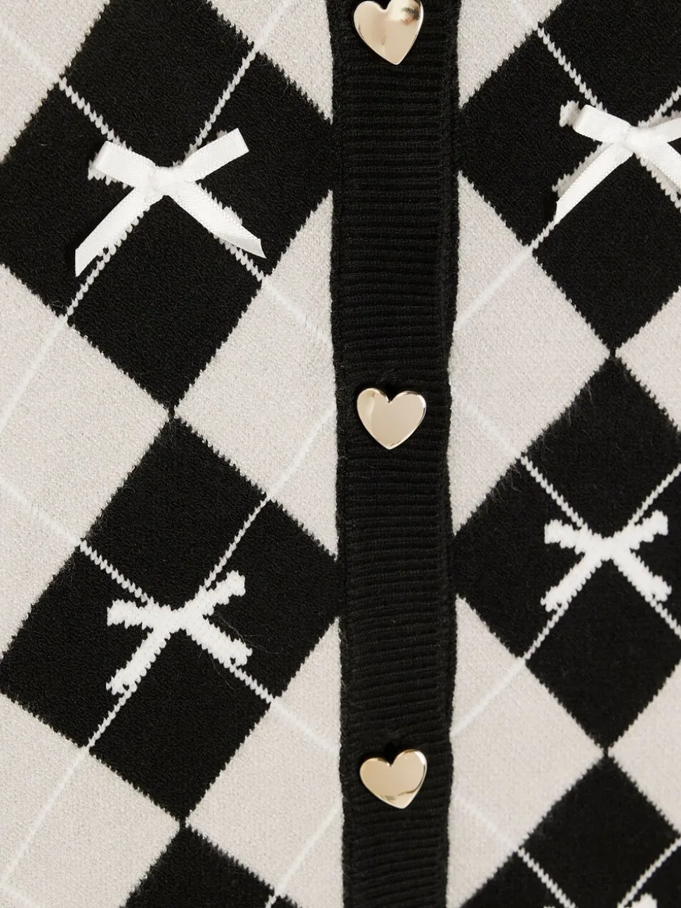 River Island Black Girls Argyle Cardigan and Skirt Set