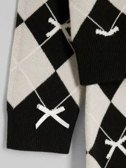 River Island Black Girls Argyle Cardigan and Skirt Set