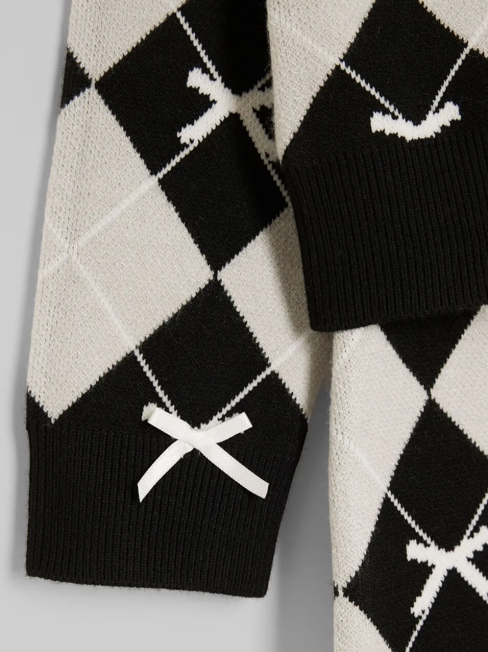 River Island Black Girls Argyle Cardigan and Skirt Set