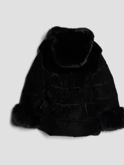 River Island Black Girls Belted Fur Padded Coat